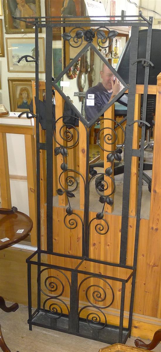 Art Deco wrought iron hall stand